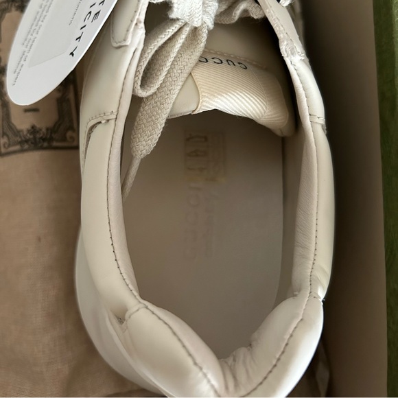 AUTHENTIC RHYTON GUCCI LOGO LEATHER SNEAKERS 39.5 9.5 NIB - Picture 6 of 7
